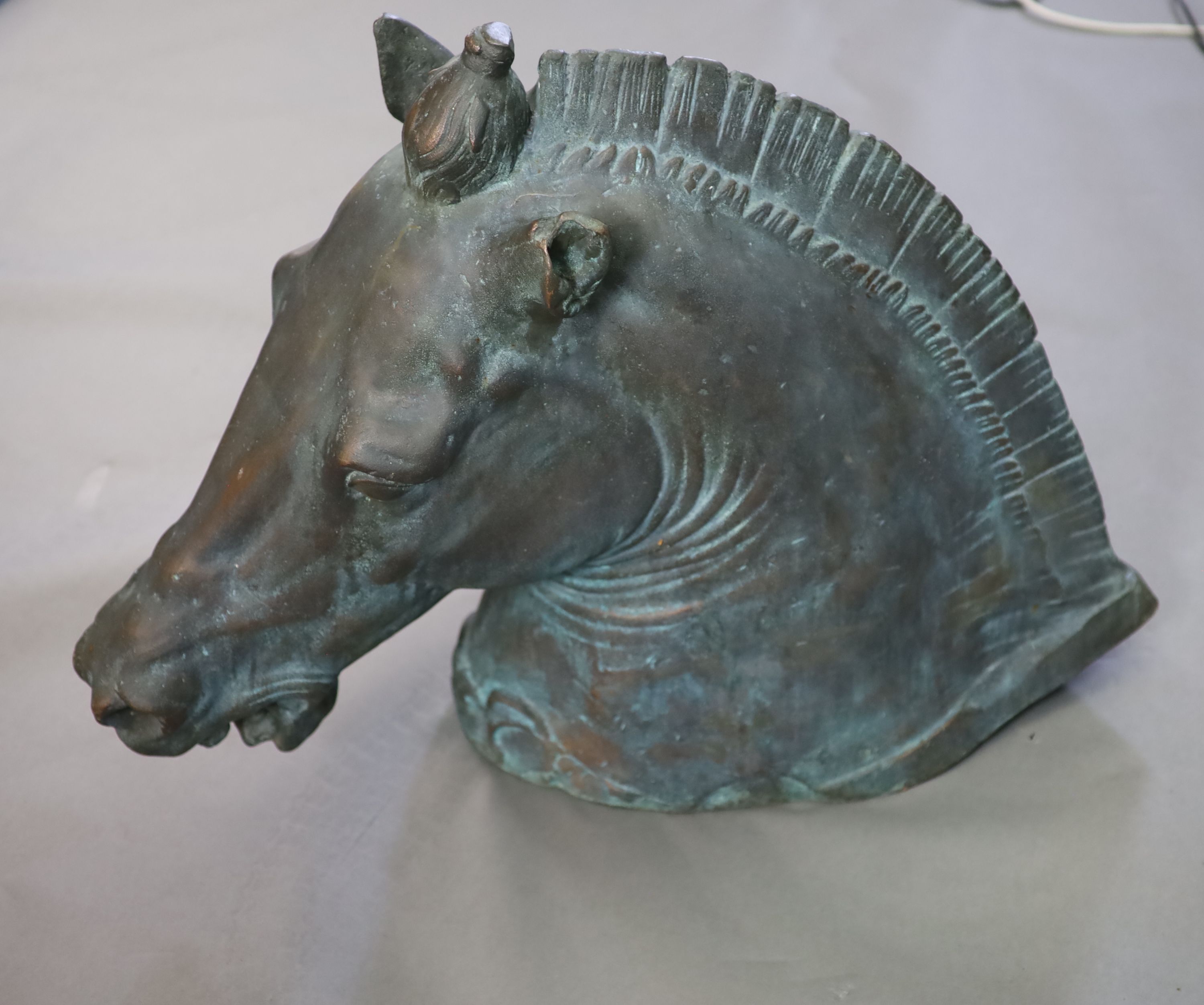 A large and impressive life-size bronze model after the Medici Riccardi horse’s head, 20th century H 80cm. L 97cm.